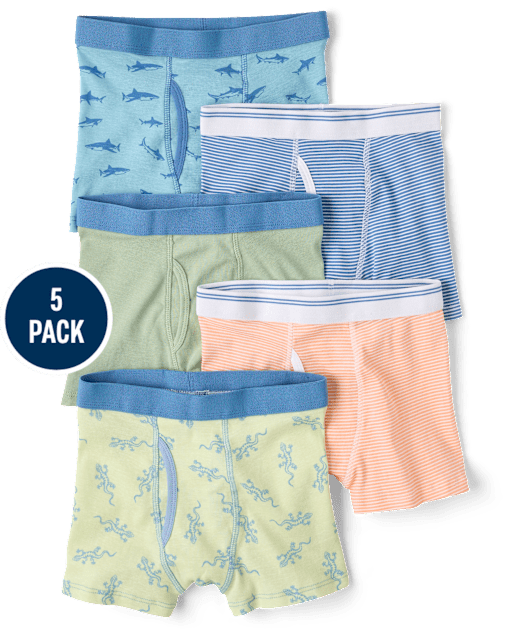 Boys Shark Boxer Brief Underwear 5-Pack