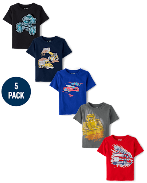 Baby And Toddler Boys Vehicle Graphic Tee 5-Pack