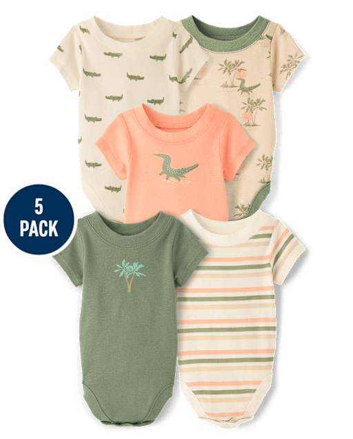 Body bébé garçon crocodile, lot de 5