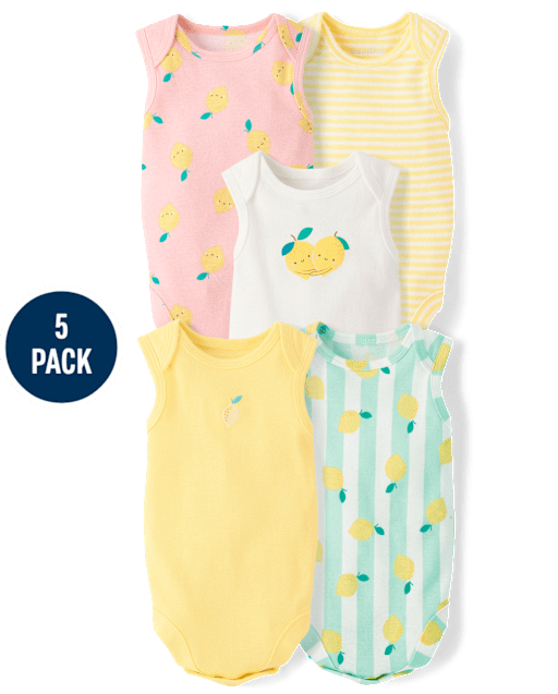 Baby Girls Lemon Bodysuit 5-Pack