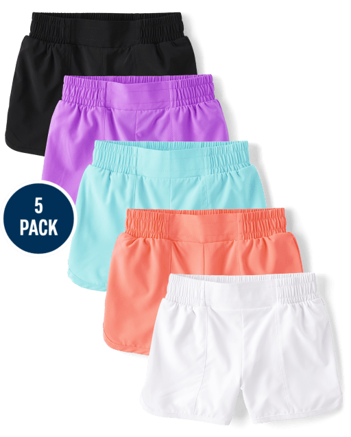 Girls Quick Dry Lined Shorts 5-Pack