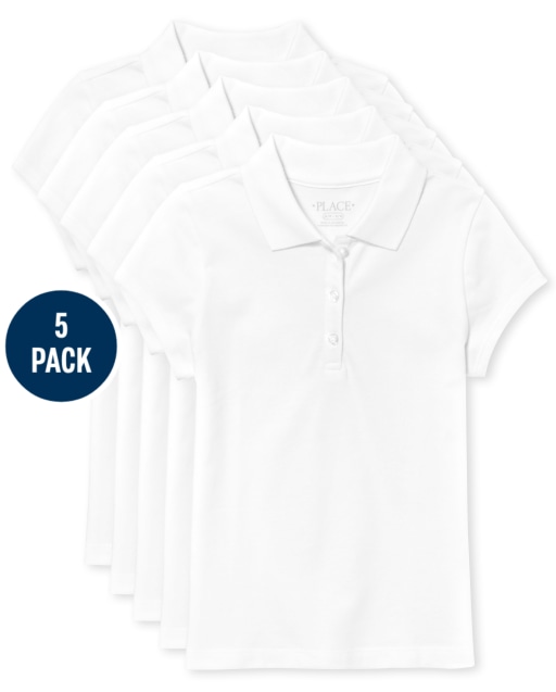 Girls Uniform Short Sleeve Pique Polo 5-Pack