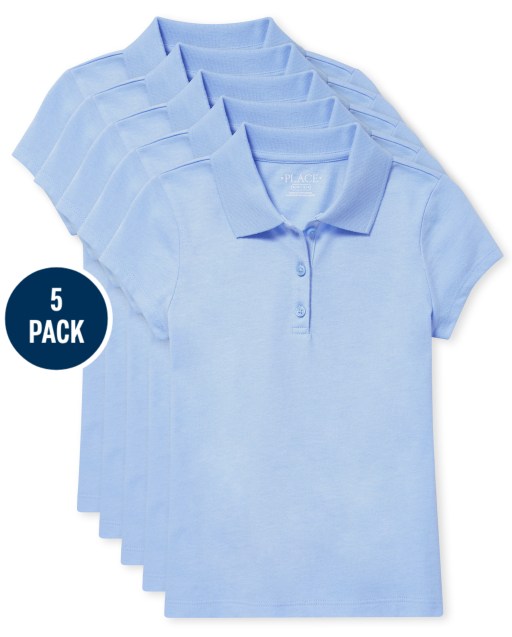 Girls Uniform Short Sleeve Pique Polo 5-Pack