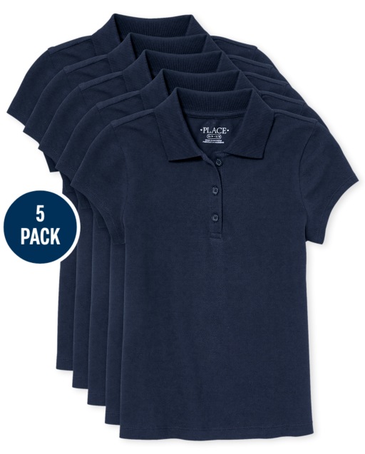 Pack includes 5 short sleeve pique polos