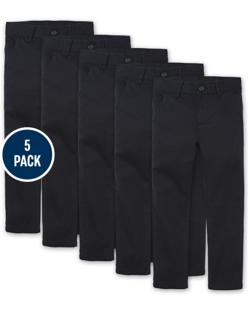 Boys Uniform Woven Skinny Chino Pants 5-Pack