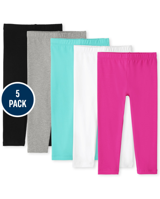 Girls Solid Knit Capri Leggings 5-Pack