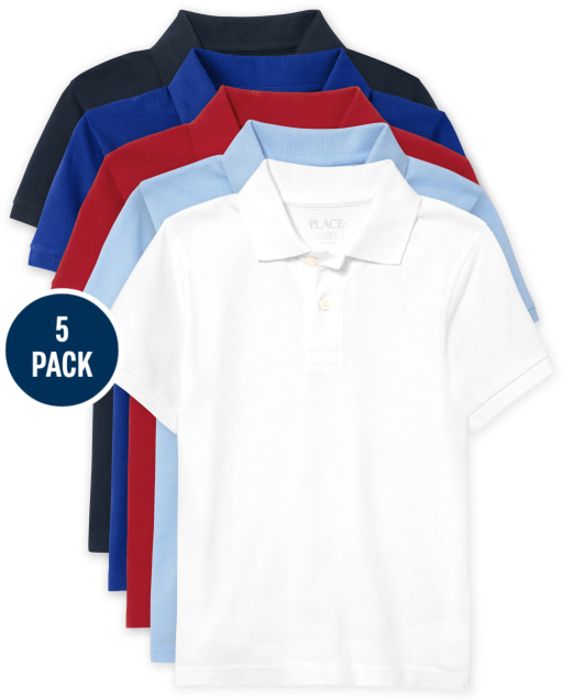 Boys Uniform Short Sleeve Pique Polo 5-Pack