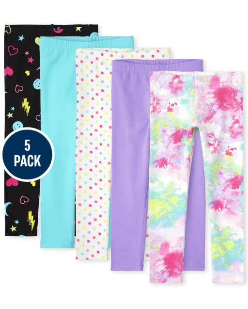 Girls Print Knit Leggings 5-Pack