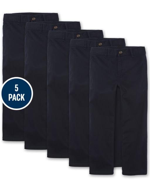 Boys Uniform Stretch Chino Pants 5-Pack