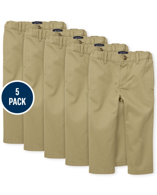 Toddler Boys Uniform Woven Stretch Chino Pants 5-Pack