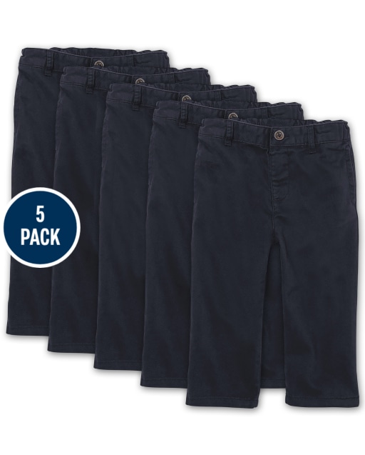 Toddler Boys Uniform Woven Stretch Chino Pants 5-Pack