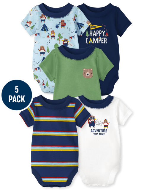 Baby Boys Short Sleeve Camper Bodysuit 5-Pack