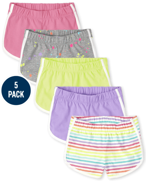Girls Mix And Match Print Knit Dolphin Shorts 5-Pack