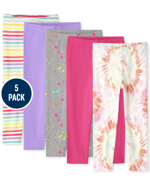 Girls Print Knit Capri Leggings 5-Pack