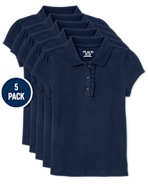 Lot de 5 polos uniformes en piqué à volants pour filles