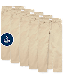 Girls Uniform Skinny Chino Pants 5-Pack