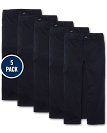 Lot de 5 pantalons chino droits uniformes extensibles pour garçons