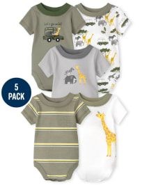 Baby Boys Safari Bodysuit 5-Pack