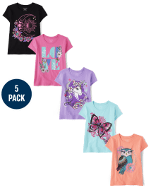 Girls Love Animal Graphic Tee 5-Pack