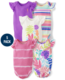 Baby Girls Tropical Leaf Bodysuit 5-Pack