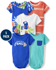 Baby Boys Tropical Bodysuit 5-Pack