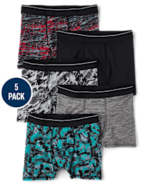 Boys Print Performance Boxer Briefs 5-Pack