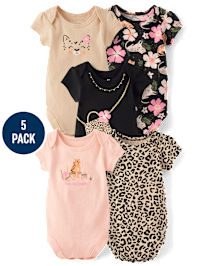 Lot de 5 bodies léopard pour bébé fille
