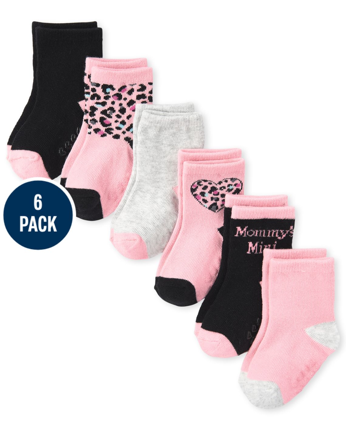 6-Pack The Children's Place Baby Girls Leopard Midi Socks (Palm Pink)
