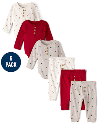 Baby Holiday Henley Bodysuit 6-Piece Outfit Set - Homegrown by Gymboree