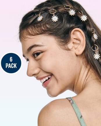 Tween Girls Daisy Hair Charm 6-Pack
