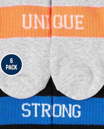 Tween Girls Positive Words Cushioned Ankle Socks 6-Pack