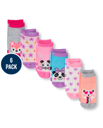 Toddler Girls Critter Ankle Socks 6-Pack