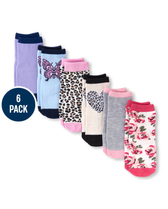 Paquete de 6 calcetines midi de leopardo para niñas pequeñas
