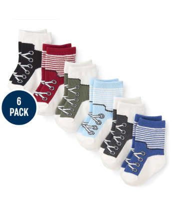 Baby Boys Sneaker Graphic Socks 6-Pack