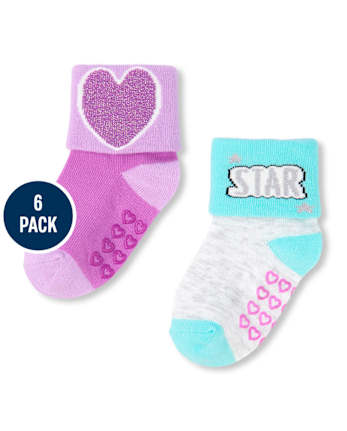 Toddler Girls Metallic Love Turn Cuff Socks 6-Pack