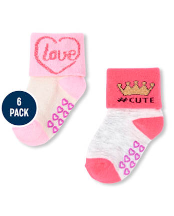 Toddler Girls Metallic Love Turn Cuff Socks 6-Pack
