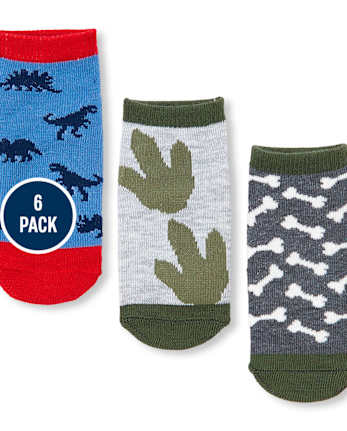 Calcetines tobilleros Dino para niños pequeños, paquete de 6