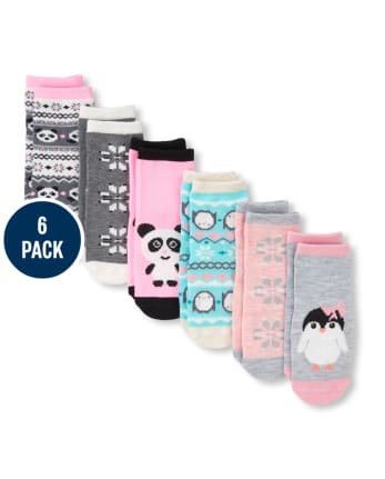 Paquete de 6 calcetines midi Fair Isle para niñas pequeñas
