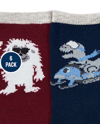 Paquete de 6 calcetines con diseño de dinosaurios para niños pequeños