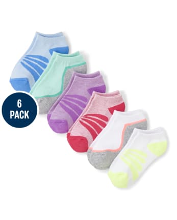 Girls Striped Cushioned Ankle Socks 6-Pack