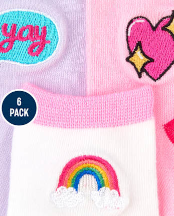 Girls Rainbow Patch Midi Socks 6-Pack