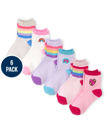 Girls Rainbow Patch Midi Socks 6-Pack