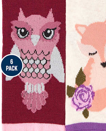 Girls Critter Crew Socks 6-Pack