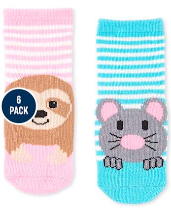 Paquete de 6 calcetines midi Critter para niñas pequeñas