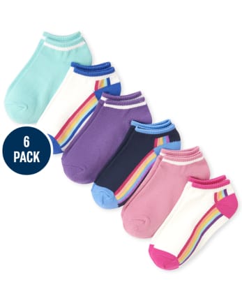 Girls Rainbow Super Soft Ankle Socks 6-Pack