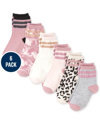 Girls Leopard Midi Socks 6-Pack