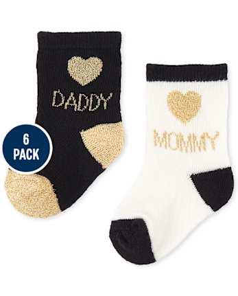 Baby Girls Glitter Cat Crew Socks 6-Pack