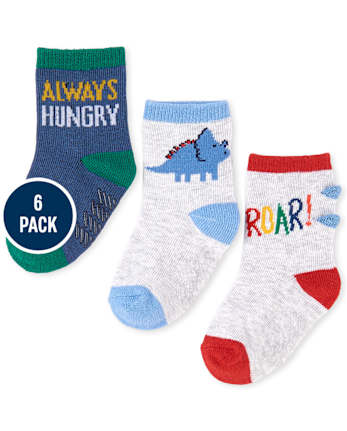 Lot de 6 chaussettes Dino Crew pour bébé garçon