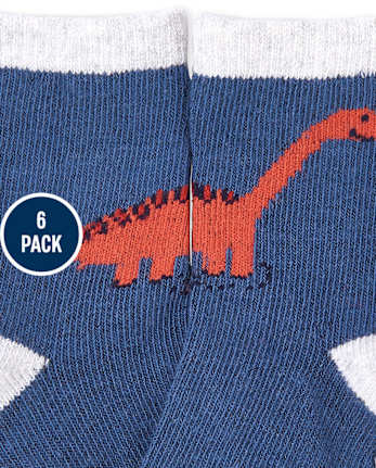 Lot de 6 chaussettes Dino Crew pour bébé garçon