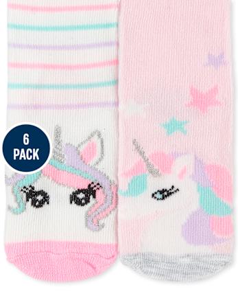 Lot de 6 chaussettes mi-longues licorne pour bébés et petites filles